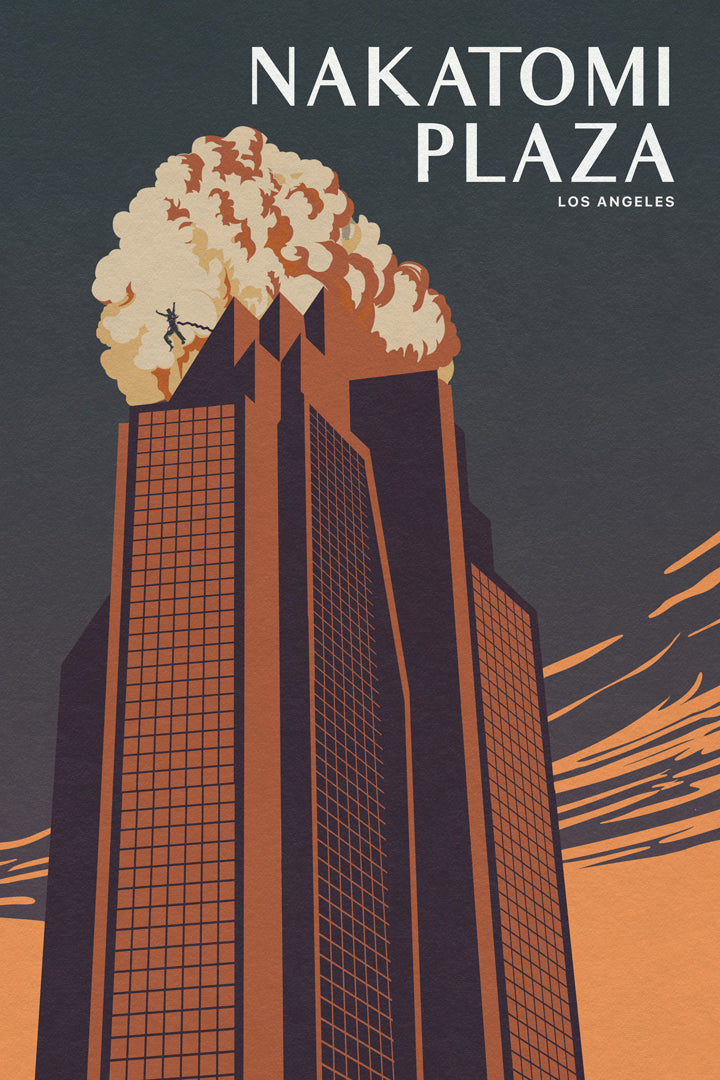 Vintage Nakatomi Plaza Poster Die Hard Movie Poster Baxter And The Bear vintage-nakatomi-plaza-poster-die-hard-movie-poster-baxter-and-the-bear