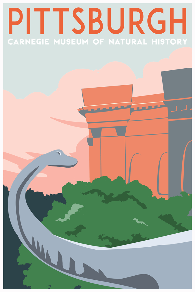 Dippy the Dinosaur [Vintage Pittsburgh Travel Poster]